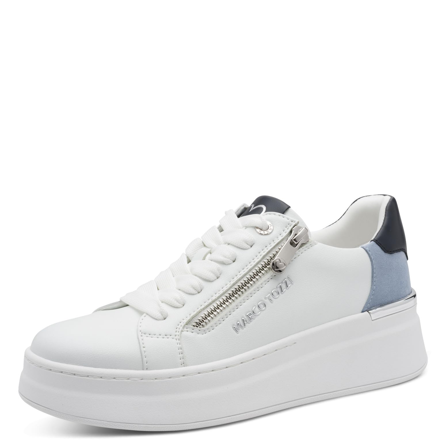 MARCO TOZZI Women's Sneaker Soft Feel Me Removable Footbed Soft Lining Modern, White (White/Polar), 4.5 UK