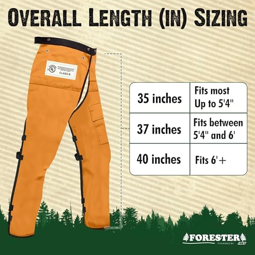 FORESTER Chainsaw Chaps for Men & Women | Apron Style Men's Chain Saw Chaps with Pocket & Adjustable Waist | Chainsaw Safety Equipment | Orange 37" - 2
