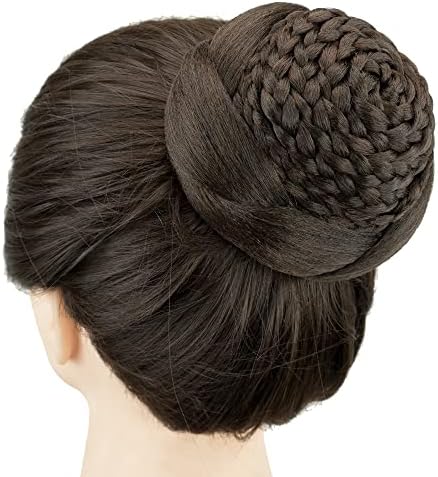 IMISSU Braided Chignon Dancer Hair Cover Donut Hairpieces Scrunchies Women Hair Buns Wig Updo for Wedding Party (M2 Chocolate Brown)
