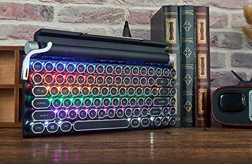 Green axis mechanical keyboard-typewriter shape, retro design; built-in battery is easy to carry, you can use Bluetooth connection; first-class texture