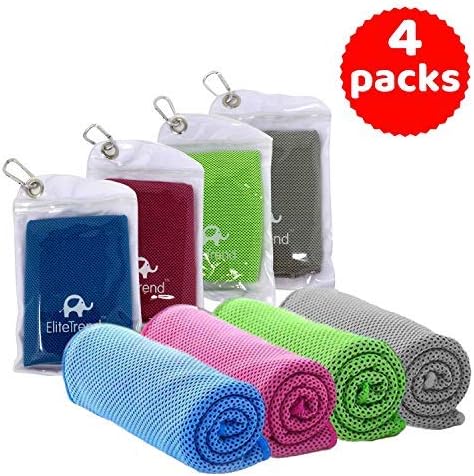 Elite Trend [4 Pack Cooling Towels and Neck Wrap: Cold Neck Cooler Wraps,Cold Towel for Hot Weather,Large 47x12 Chill It Scarf,Cool Headband,Bandana(47X12-INCH)