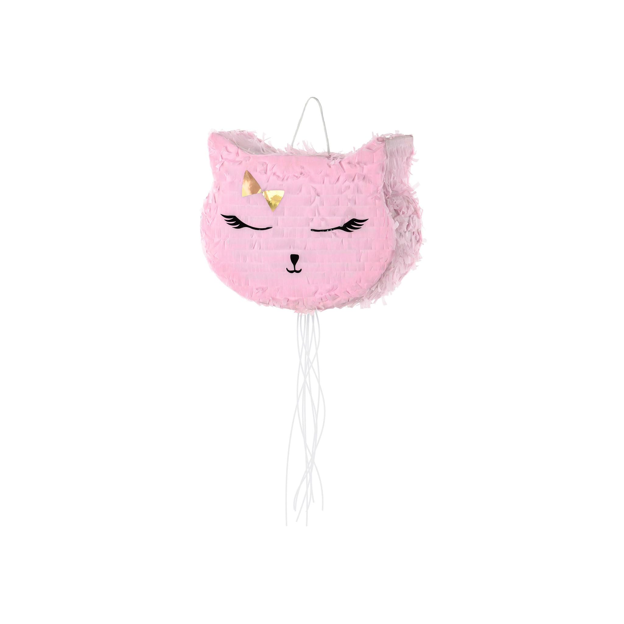 PartyDeco Pentolaccia en forma de cabeza de gato, piñata de cumpleaños para niños, rellena de dulces, regalos y golosinas, cartón o papel, PIN11