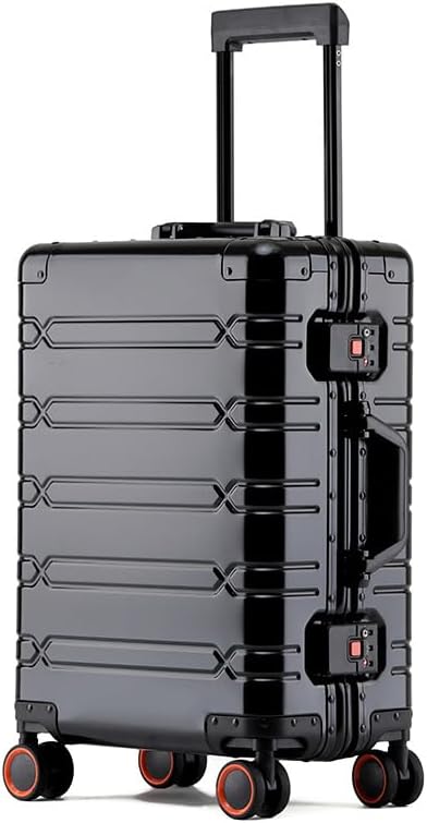 tmore aluminum frame luggage with spinner wheels, with tsa locks hard shell suitcase, business 20" black small
