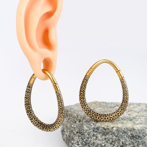 LADEMAYH 2Pcs Surgical Steel Ear Hangers Weights Gauges for Ears - Suitable from 6g to 1inch - Trendy and Comfortable Heart, Hoop and Bead Dangle Gauges Body Jewelry4