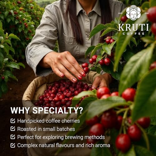 Image of Kruti Coffee-Specialty Coffee Roasters - Whole Bean 250g | Kalinga Gold - Medium Dark Roast | Arabica Beans | Signature Blend From Koraput | Freshly Roasted
