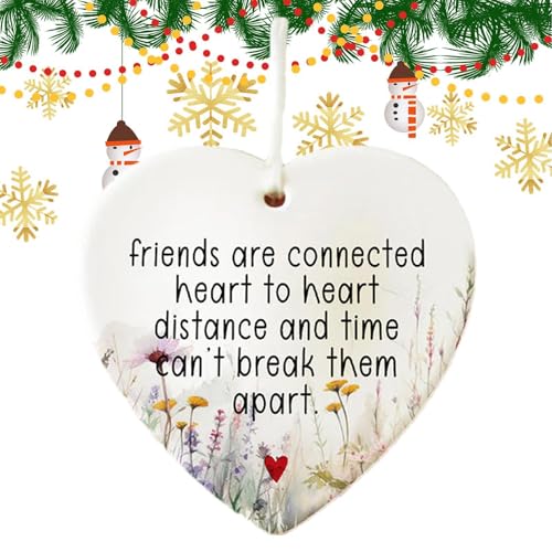 Adornos de árbol de Navidad de la amistad,Adornos de amistad para árboles de Navidad | Colgante de acrílico en forma de corazón de amistad para amigos - Adornos de decoración navideña para amigos