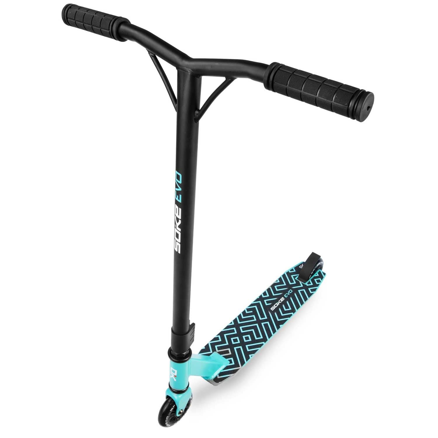 SOKE EVO Stunt Scooter für Extreme Skateparkfahrten – ABEC-9 Carbonlager aus verchromtem Stahl – PU-Räder 88A – Y-Bar-Lenker mit TPR-Griffen – Aluminium-Deck