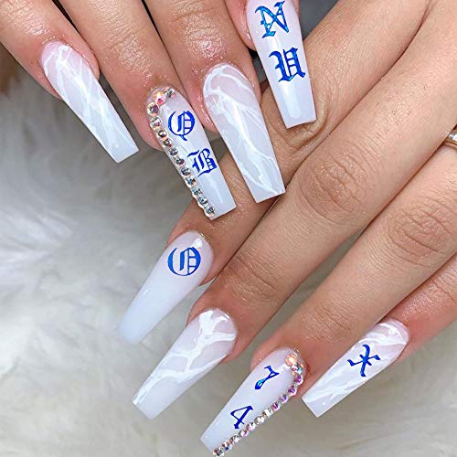 Ebanku 12 Blätter Nail Art Sticker Buchstaben,3D Aufkleber Buchstaben Altes Englisch Alphabet Nagelaufkleber… – Bild 4