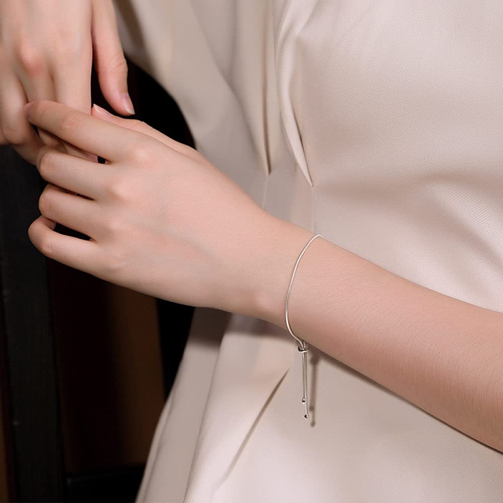 Girls Accessories Bracciale in Argento Sterling 925 Vintage per Donna Semplice Catena in Osso di Serpente Regolabile Fascino Classico per Gioielli Spiaggia Estiva Birthday Gift