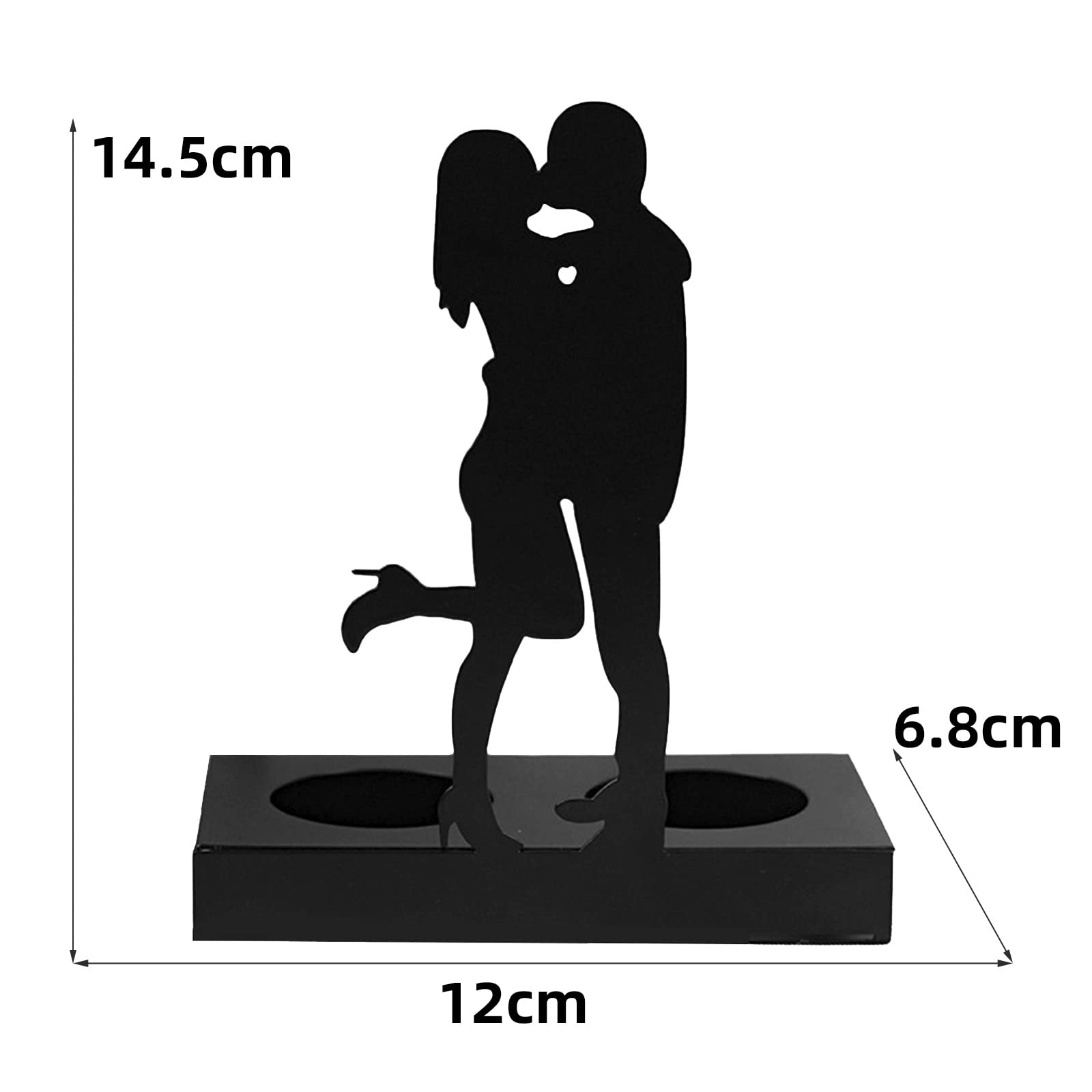 Hosoncovy Decorative Metal Tea Light Candle Holder Shadow Art Tea Light Candle Stand Tea Light Candle Tray Light Home Ornament for Home for Wedding for Anniversary (Kiss) - Image 2