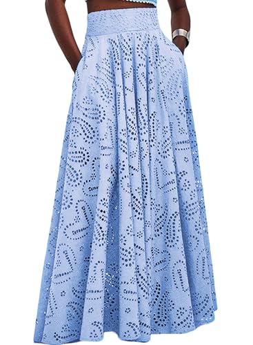 Femfady Maxi Skirt Women 2026 Trendy Spring Long Eyelet Flowy