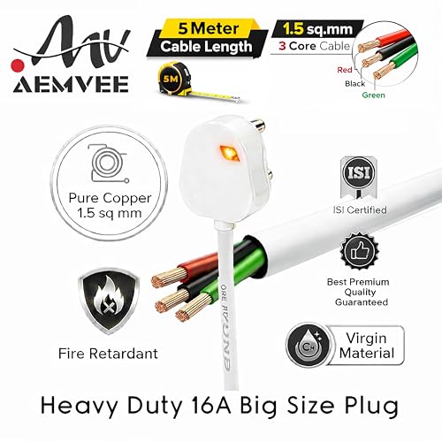 Image of 16 Amp Extension Cord Heavy Duty Electrical Switch Board, Dual 16A /20A Multi Plug Socket with Two Switches, Ideal for Home and Office Use, Extension Board with Switches (5 Meter)