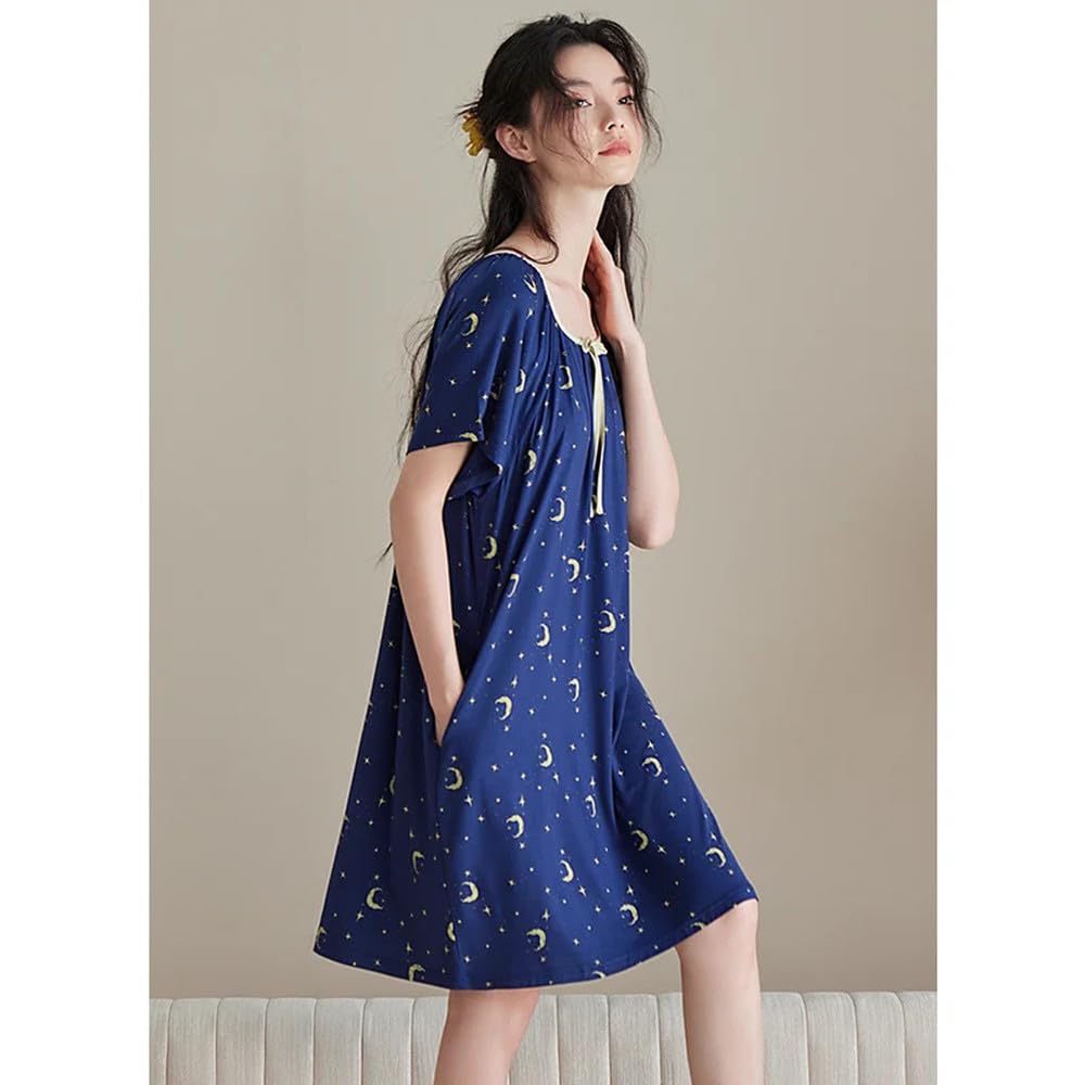 Camisón para Mujer - Ropa De Dormir con Patrón Geométrico para Mujer Joven, Camisones, Camisón De Verano, Camisón Modal, Pijamas