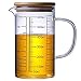 TAMUME Misurino in Vetro con Coperchio, Caraffa Graduata con Scala Multipla (600ml)