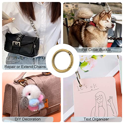 Image of 10Pack 1 Inch Metal Spring O Rings Clip Keychain, Round Carabiner Clips Keyrings Snap Hook Buckle, Purse Shoulder Bag Chain Rings Clip Replacement Paracord Keychain Lanyard Leather DIY Crafts (Bronze)