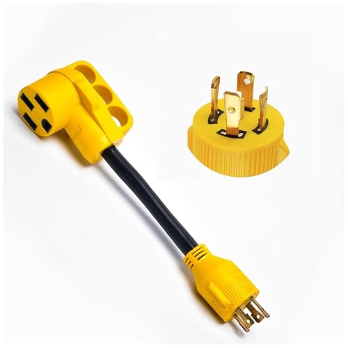 Generador de 30 amperios de 4 clavijas para alimentar 50 amperios RV, cable de alimentación de extensión, adaptador de generador RV NEMA L14-30P 30