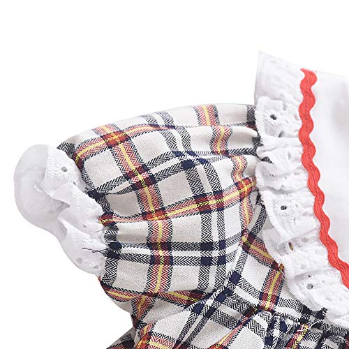 Conjunto de roupa de bebê menina xadrez desenho de pato, com top de renda e calça