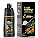 Black Hair Dye Shampoo 3-in-1 for Women & Men, 500ml Natural Herbal Formula, Covers Grey Hair, Non-Irritating & Nourishing, Long-Lasting Colour Up to 30 Days