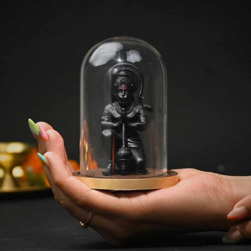 Image of Mahabali Hanuman Idol Black Look Small Divine Murti for Mandir, Car Dashboard, Home & Office | Resin Lord Hanuman Statue for Pooja, Vastu & Festival Gifting