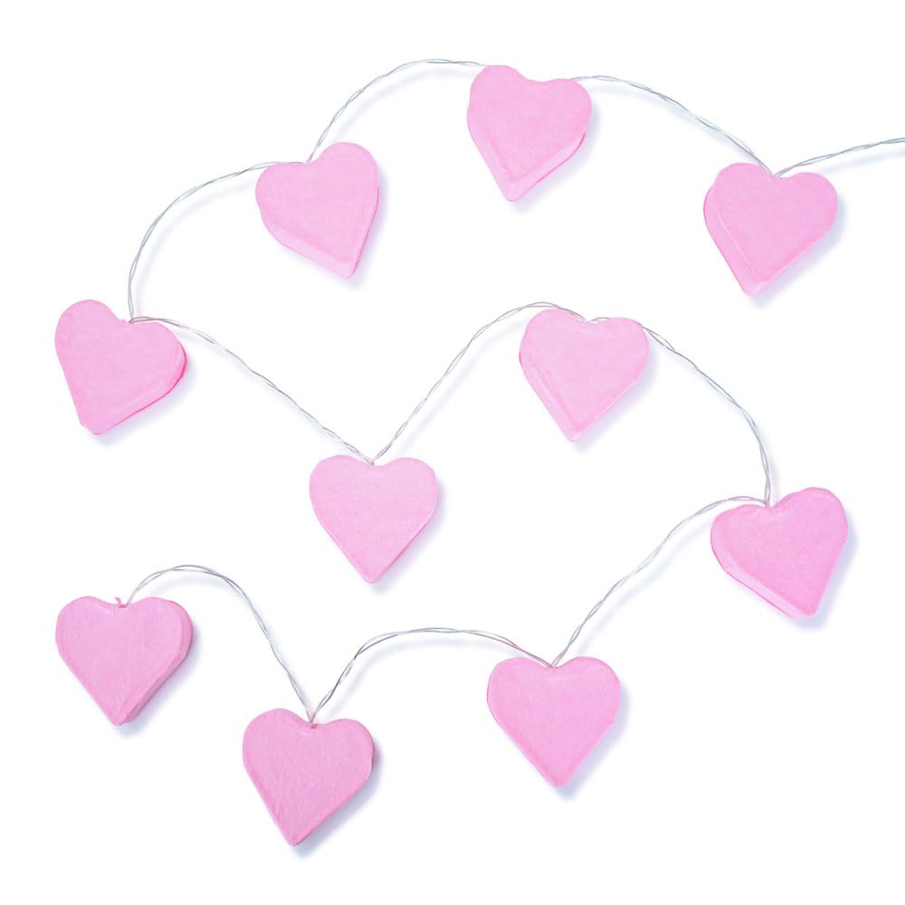 ValueLights | Set of 10 Battery Powered Paper Hearts Fairy String Lights, Decoration Fairy Lights, String Lights for Kids Bedroom | Wall Lights & Home Improvements Essential