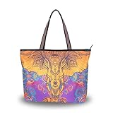 Größe: 45 (L) x 33 (H) cm. WowPrint Ethnischer Elefant Frauen Tote Bag Handtasche Gro?e Kapazit?t Schultertasche f¨¹r Schule Arbeit Reisen Shopping Strand