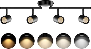 VANoopee 5-Color 4 Light Black LED Track Lighting Fixtures Ceiling for K...
