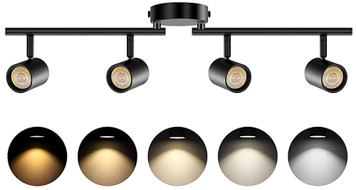VANoopee 5-Color 4 Light Black LED Track Lighting Fixtures Ceiling