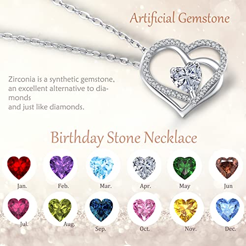 Misumor 925 Sterling Silver Necklaces For Women Silver Gold Rosegold Heart Pendant With Birthstone Jewelry Gifts For Girlfriend Mom Wife On Birthday Anniversary Valentines Day (Sliver) #TOP2