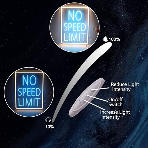 Image of No Speed Limited LED Neon Sign, Cool Garage Sign, Race Cars Themed Bedroom Decor USB Powered Neon Light for Man Cave, Game Room, Teen Boy Decor Bar & Auto Lovers Holiday Birthday Gift
