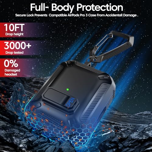 Image of Sounce Premium Military Grade Protective Earbuds Case Cover Compatible with AirPods Pro 3 Shockproof and Lightweight Design Earbuds Case Cover Compatible with MagSafe Support for Everyday Use (Black)