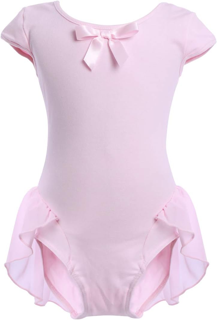 OBEEIIToddler Kid Girl Cap Sleeve Ballet Dress High Low Skirted Leotard Ballerina Gymnastic Dancewear Activewear Costume