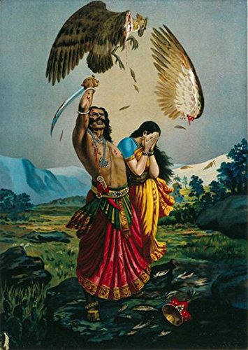 Image of Tallenge - Jatayu Vadham - Raja Ravi Varma Mythology Collection - Small Poster Paper (12 x 18 inches)