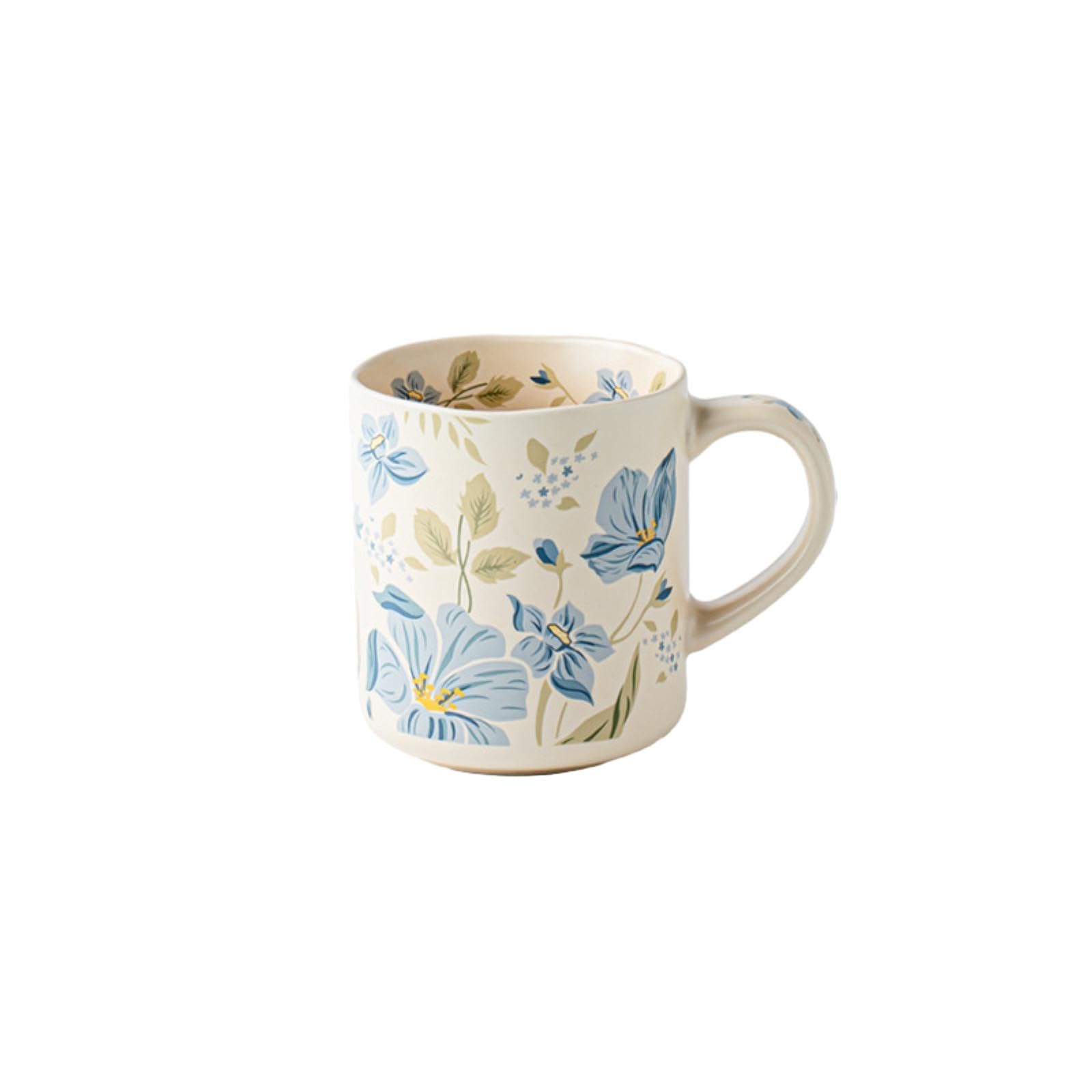 Taza de cerámica de flores onduladas de 500 ml, taza de café para el hogar, orquídea de lluvia