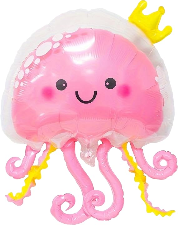 Pink Jellyfish Foil Balloon - Cute Sea Animal Helium Balloon for Under the Sea Party Decorations, Mermaid Birthday & Ocean Theme Décor, 80cm (2 Pack)