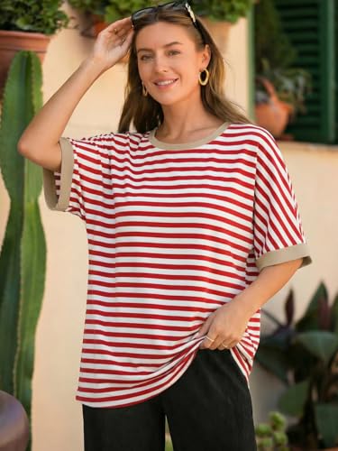 Image of ATHMILE Womens Oversized T Shirts Summer Tops Spring Casual Loose Fit Workout Short Sleeve 2026 Beach Vacation