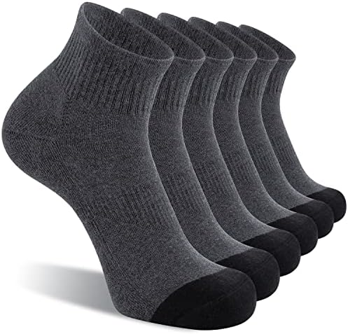 CS CELERSPORT 6 Pack Men's Ankle Socks with Cushion Athletic Running Socks