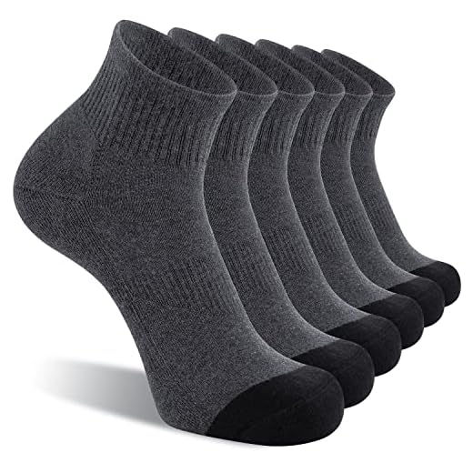 CS CELERSPORT 6 Pack Men's Ankle Socks with Cushion Athletic Running Socks, Dark grey, Shoe Size: 9-12