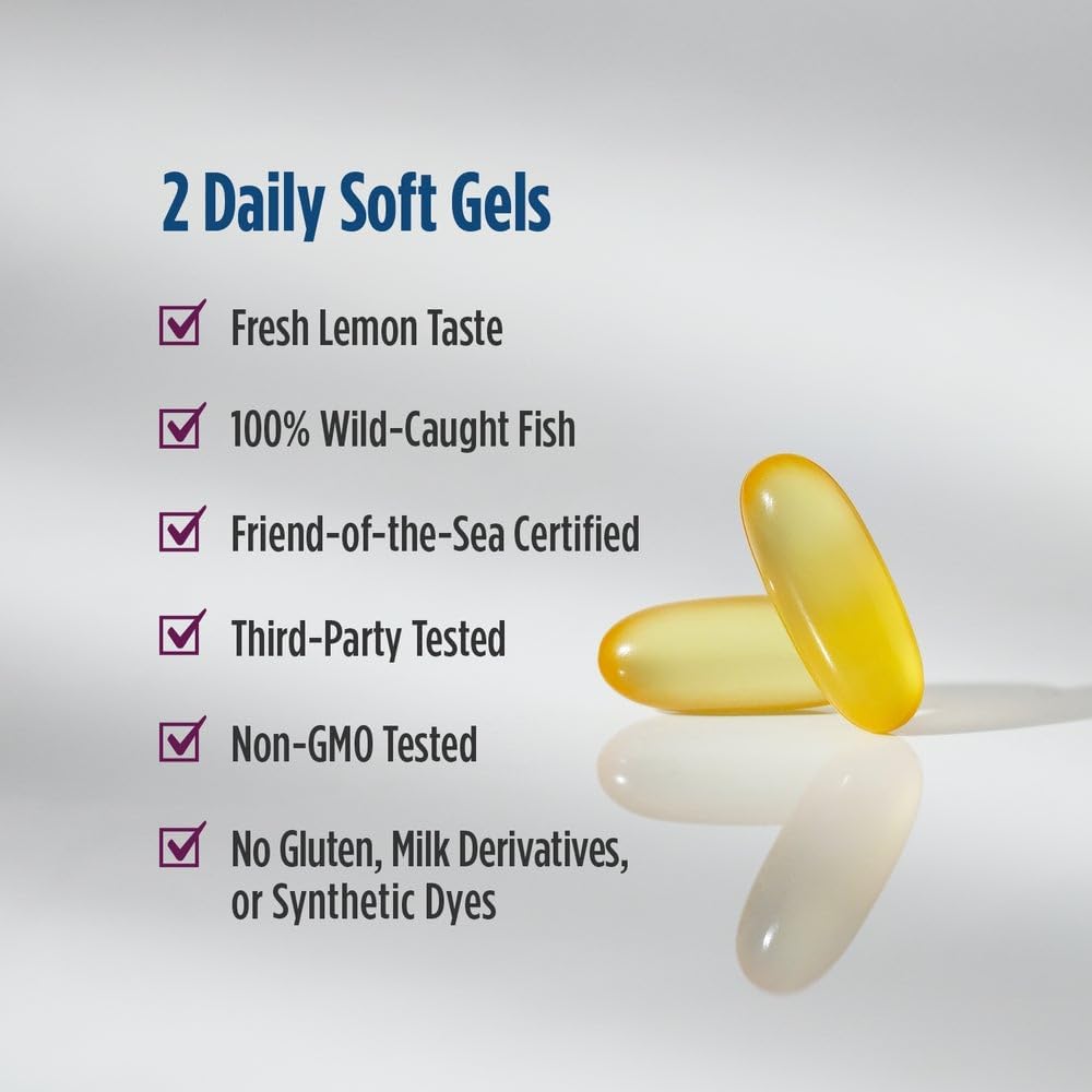 Nordic Naturals Complete Omega Xtra, Lemon - 60 Soft Gels - 1360 mg Omega-3 + 76 mg GLA - Healthy Skin - Cognition - Non-GMO - 30 Servings