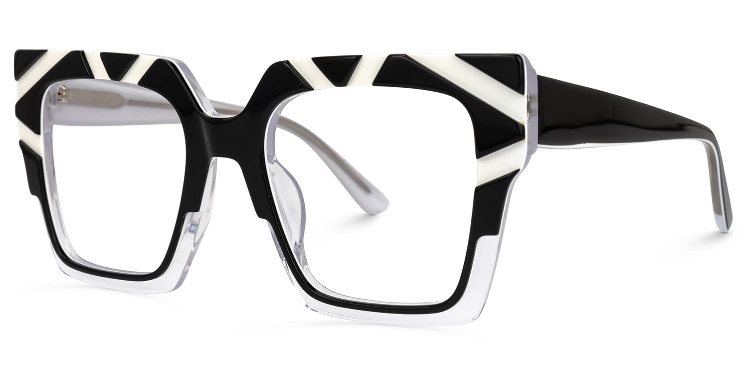 VOOGLAMSquare Frame Blue Light Blocking Glasses Black Fashion Glasses for Women Anti Eyestrain & UV