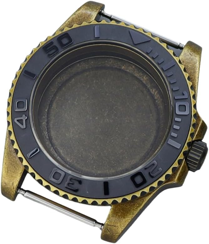 Vintage 40mm GMT Bronze Watch Case Sapphire Glass for Modifying NH35 NH34/36/38 Movement Ceramic Bezel Watch Parts