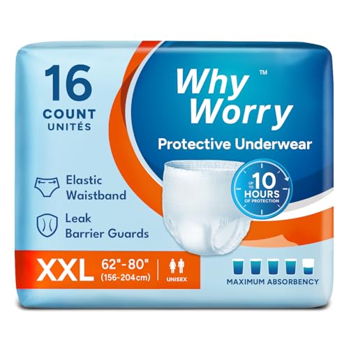 WhyWorry Culottes Incontinence pour Homme et Femme, Couche Culotte Adultes pour Fuites Urinaires, Slips Absorbants Jetables, Contrôle des Odeurs, Anti-fuites,...