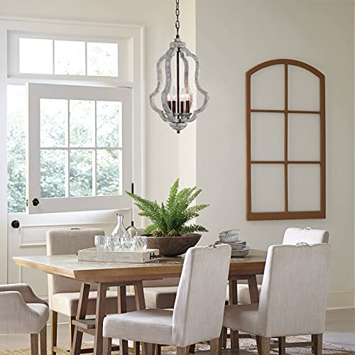 French Country Farmhouse Chandelier Vintage Pendant Light 4-Light Rustic Wood Lighting Fixtures Ceiling Hanging For Dining Room Kitchen Island Entryway Living Room #TOP4