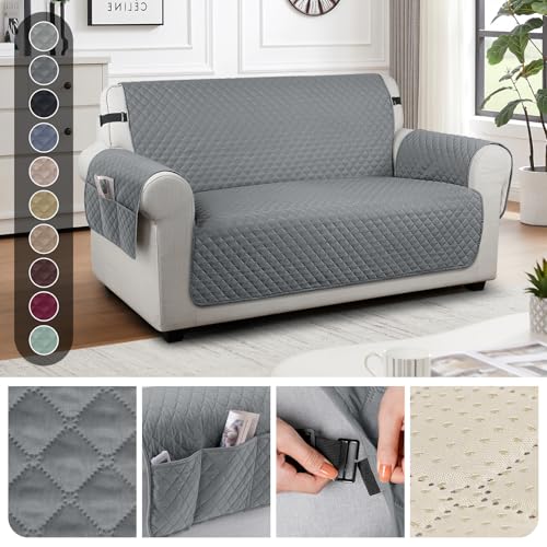 Image of TAOCOCO Sofa Protectors 2 Seater,Slipcover for Sofa,Sofa Cover for Pets,Sofa Slipcovers for Kids with Elastic Strap,Washable Sofa Cover Protect for Pets(Dark Grey)