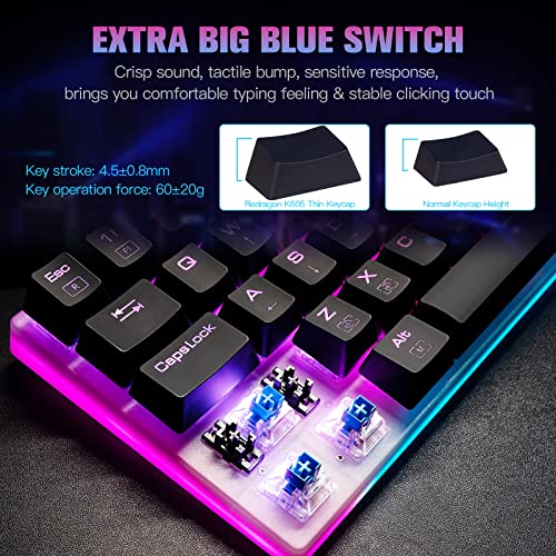 Image of Redragon K605 Alien Giant Mechanical Gaming Keyboard, Super Big 61 Keys & Outemu Blue Switch, RGB LED Backlit Ergonomic Wired Type-C Full Key Conflict Free Anti-Ghosting NKRO Keyboard