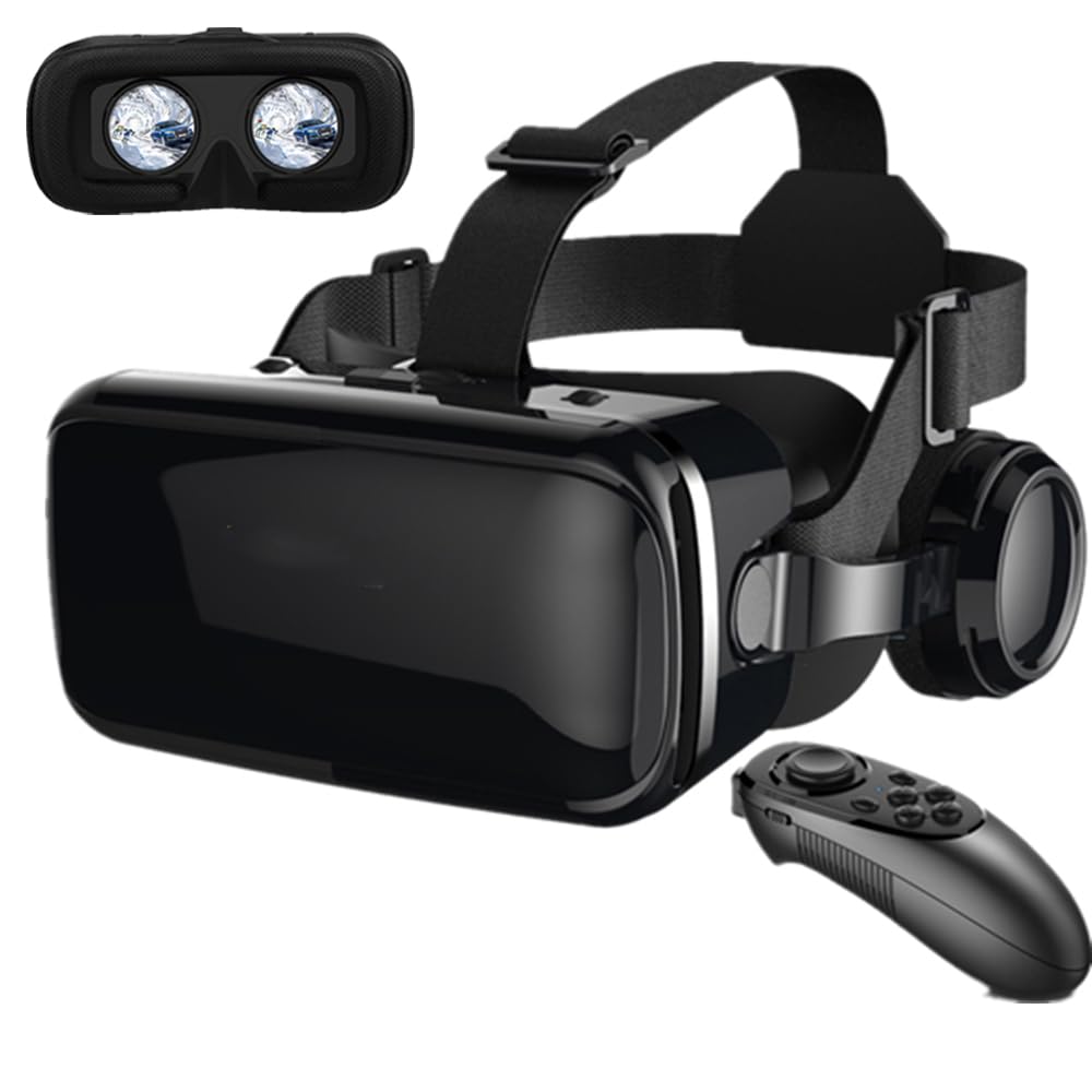 VR Headset for iPhone and Android with Remote Controller, Upgrade 3D Virtual Reality VR Glasses With blue lights for VR Games Movies & Video, Support 4.7-7.0”phone for Kids & Adults-image-34