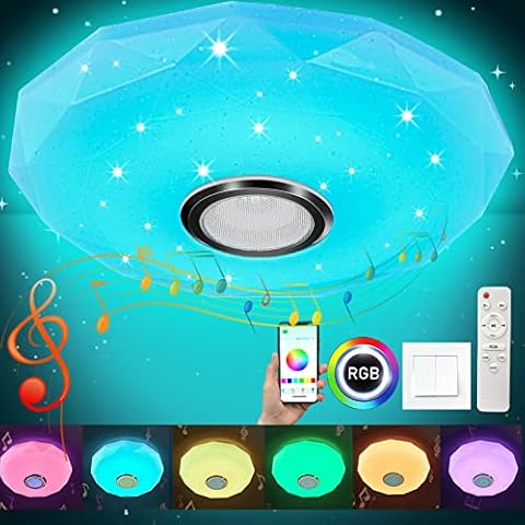 Lámpara de Techo con Altavoz Bluetooth y Cambio de Color RGBW Cover