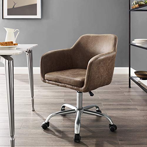 Linon Home Décor Brooklyn Silver Office Chair, Brown #TOP3