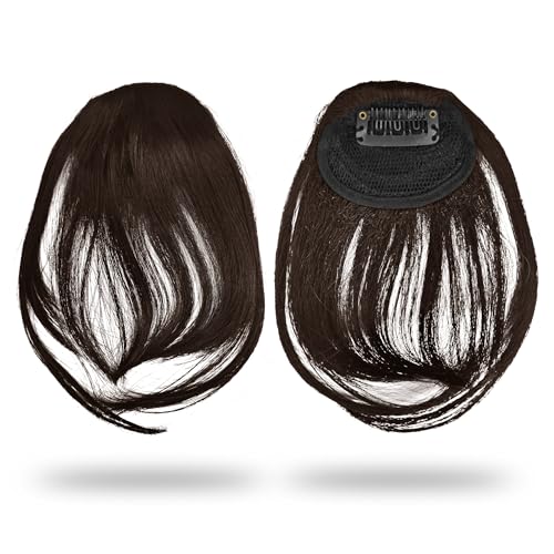 Image of Sanas Hair Bangs For Women (1Pc) Clip On Front Hair Extensions For Women Brown Children's Fake Bangs Hair Extensions For Woman Stylish Clip On Front Hair Patch For Woman Wedding (1Pc) (Natural Brown)