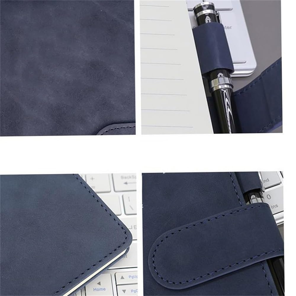 Cuaderno dispensador de jabón A5 de 8.38 x 5.38 pulgadas, diario de cuero, bloc de notas con hebilla de negocios, cuaderno grueso para el trabajo, la escuela, diarios inspiradores (azul marino)