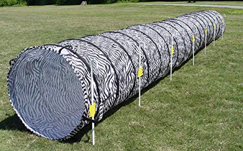 18' Dog Agility Tunnel with Stakes, Multiple Colors Available (Zebra)